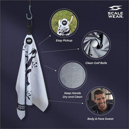 Magnetic Microfiber Waffle Golf Towel – Large 16"x24" Clean Golf Club Ball Magnet Clip to Hang on Bag Cart Strong Premium Strength Ultra Absorbent Gear Gray Men (Rippit Gray) - color: Rippit Gray