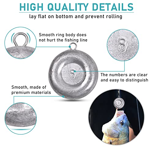 Disc Sinkers Fishing Weights, Flat Coin Sinkers Saltwater Surf Fishing Weights for Catfishing Drifting Trolling Bottom Saltwater Fishing Tackle 1oz 2oz 3oz 4oz 5oz 6oz 8oz - style: 8 Ounce, 3 Pack