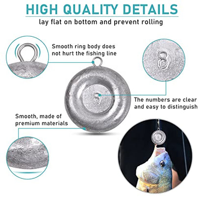 Disc Sinkers Fishing Weights, Flat Coin Sinkers Saltwater Surf Fishing Weights for Catfishing Drifting Trolling Bottom Saltwater Fishing Tackle 1oz 2oz 3oz 4oz 5oz 6oz 8oz - style: 8 Ounce, 3 Pack