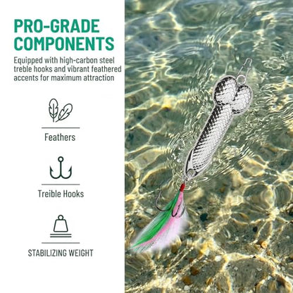 Gag Fishing Lures Set Metal Luminous Sequin Spoons Funny Top Water Bass Fishing Lures Fishermen Gear Spinner Baits Freshwater Saltwater Equipment Fishing Hook for Fishing Lover Men - color: Silver