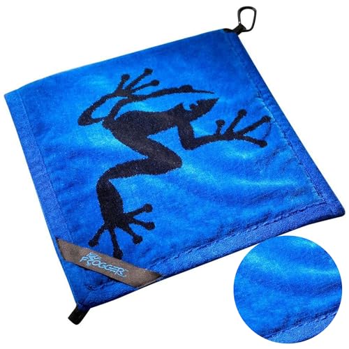 Frogger Amphibian 2-in-1 Golf Towel with Wet and Dry Technology, Blue/Black, Premium Golf Bag Accessory with Carabiner Clip, Ultra Absorbent, for Golf Dads - color: Blue/Black