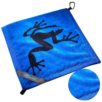 Frogger Amphibian 2-in-1 Golf Towel with Wet and Dry Technology, Blue/Black, Premium Golf Bag Accessory with Carabiner Clip, Ultra Absorbent, for Golf Dads - color: Blue/Black