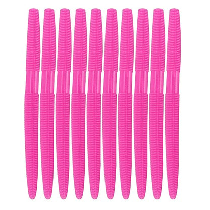 Soft Plastic Bass Fishing Lure 5.3" Senko Style Worms-Salt Impregnation, Ribbed Design Slow Sinking Swimbaits - color: 08-Bubble gum