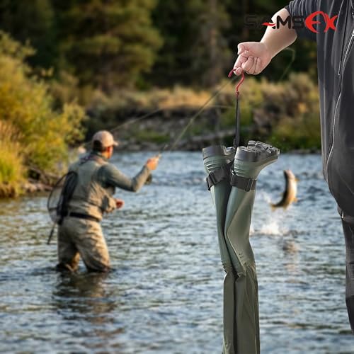 SAMSFX Fishing Wader Boot Hanger Adjustable Strap for Storage Drying - color: Zinc Alloy Hook, Red