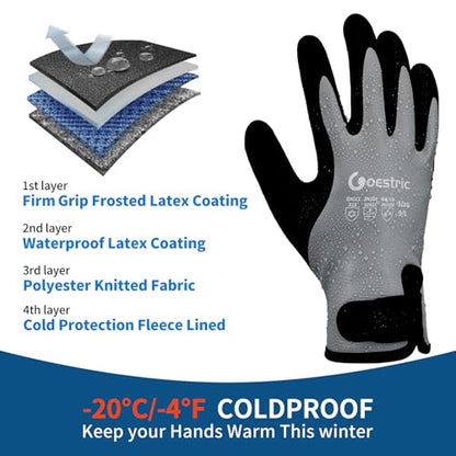 Waterproof Winter Work Gloves for Men Women, Freezer Gloves with Grip (Grey/L/1-Pair)