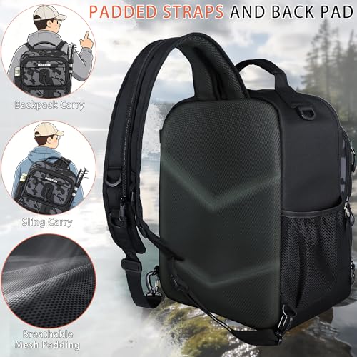 Fishing Backpack with Tackle Boxes & Lures Kit Lightweight 25L Tackle Bag with Fishing Gear and Rod Holder, Fish Gifts for Men Woman-Camo Backpack - color: Camo Backpack