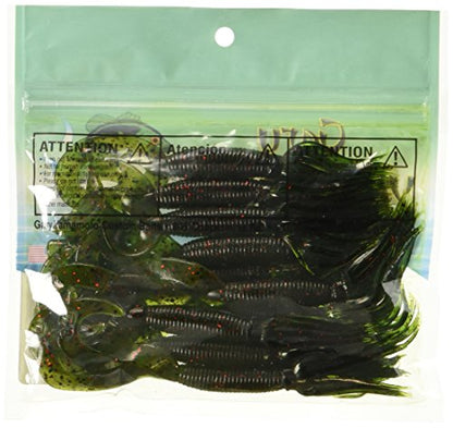 Yamamoto 5" Double Tail Hula Grub - Realistic Easy-to-Use Soft Plastic Fishing Lure Bait with Free-Flowing Skirt - 10 Pack - size: 5 inch, style: Watermelon With Large Black and Small Red Flake