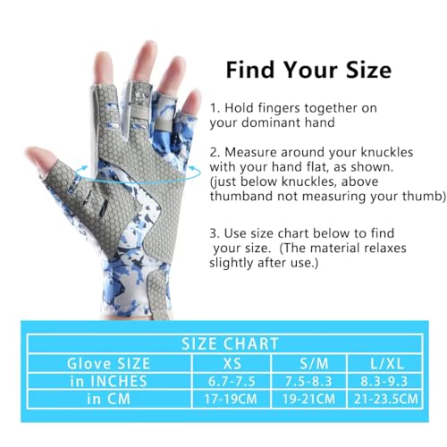 Fishing Gloves UPF50+ Sun Gloves, UV Protection Fingerless Gloves Men Women for Fishing, Kayaking, Rowing, Paddling, Canoeing, Hunting