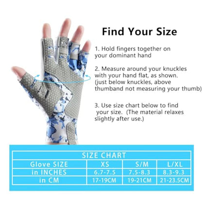 Fishing Gloves UPF50+ Sun Gloves, UV Protection Fingerless Gloves Men Women for Fishing, Kayaking, Rowing, Paddling, Canoeing, Hunting