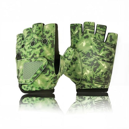 Stubby Fingerless Fishing Gloves Men - Lightweight Breathable Anti-Slip Kayak Gloves Women for Kayaking, Sailing,Paddling,Rowing - color: Camouflage green, size: Small-Medium