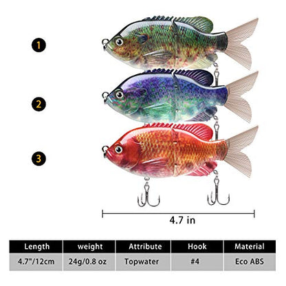 TRUSCEND Swimmax Easy Catch Fishing Lures with BKK Hooks, Wiggling, Vibrating, Rattling and Gurgling for More Bite, Heavy-Duty Dyneema Fiber Jointed Swimbaits for Bass, Trout, Walleye, Crappie, Pike - color: I-4.7",0.8oz
