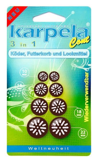 Karpela Bait Matrix Shell (Set of 4) – Protective Shell for Soft Bait & Liver – Turtle & Crawfish Resistant – Carp & Catfish Rig - color: Brown, size: Long Slot