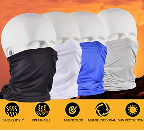 UV Face Cover Neck Gaiter Mask Dust Protection Magic Scarf Wind Bandana Balaclava for Summer Running Fishing 4 PCS - color: 4pcs Black,grey,blue,white