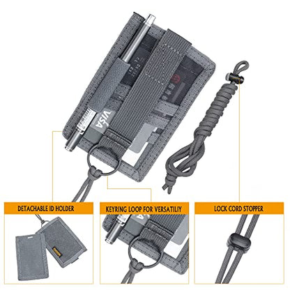 EXCELLENT ELITE SPANKER Tactical ID Card Holder Hook & Loop Patch Badge Holder Key Ring with Adjustable Neck Lanyard (Grey) - color: Grey