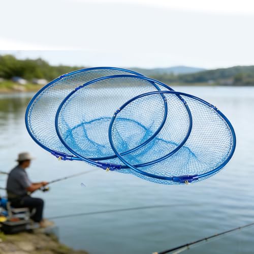 Round/Triangular Frame Fishing Landing Net Replacement Frame Foldable Aluminum Alloy Landing Dip Net Fishing Accessory - color: round, size: 50cm