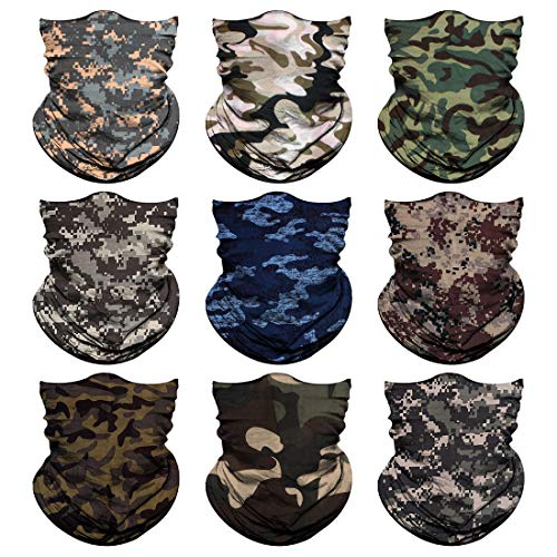 Neck Gaiter for Men Women Headwear Bandana Head Wrap Face Scarf Mask Cover Warmer Balaclava-Seamless & Versatile - color: B-camo 1