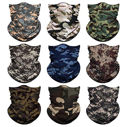 Neck Gaiter for Men Women Headwear Bandana Head Wrap Face Scarf Mask Cover Warmer Balaclava-Seamless & Versatile - color: B-camo 1