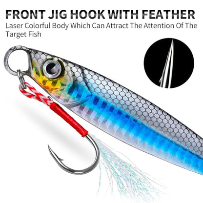 Treble Hook Fast Sinking Jigging Baits Jigs Lure 13g/30g/60g Hard Metal Jigging Spoon Lures Saltwater Fishing Lure - color: ColorC 17G