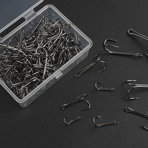 Double Fishing Hooks, 40/80pcs Classic Dual Frog Hooks High Carbon Steel Double Hooks Fishing Open Shank Barb Fishing Bait Hooks Saltwater Freshwater 8#-4/0 - size: 3/0-40PCS