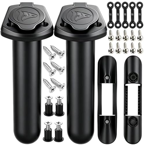 2Pcs Kayak Fishing Rod Holder & 2Pcs Kayak Paddle Holder Clips(Including Screws) for Kayak, Fishing Boat, Canoe and Fishing Tackle Accessory Tool