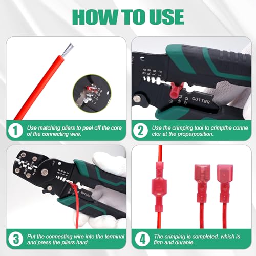 Twidec/210PCS Nylon Spade Connectors Kit 22-10 Gauge Male and Female Wire Spade Terminal Quick Disconnect Fully Insulated Wire Crimp Connector for Automotive Marine - color: Multicoloured Nylon 210PCS