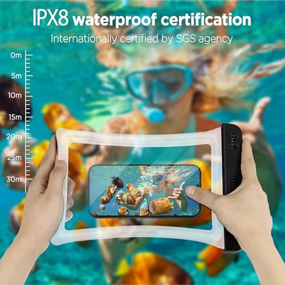 CACOE Floatable Waterproof Phone Pouch 2 Pack Up to 10.0", Black+Black | Floatable, IPX8 Waterproof Phone Case,Adjustable Lanyard,Dry Bags for Beach/Cruise/Travel/Camping/Kayak/Vacation Essentials - color: Black+Black-#2, size: Up to 10.0"-Floatable