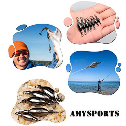 AMYSPORTS Saltwater Fishing Weights Swivel Bullet Sinkers Fishing Weight Brass Fishing Weights Freshwater Bass Sinker Weight with Swivel Rolling - size: Size14 (1/2oz.) 10pcs