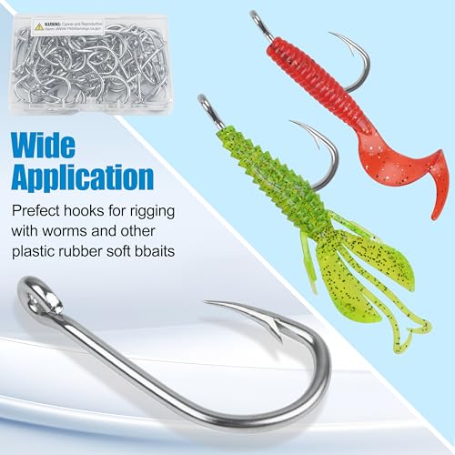 Fishing Live Bait Hooks, 40pcs Saltwater Live Bait Fish Hooks Circle Hooks for Catfish Stainless Steel Fishing Hooks Sharp Saltwater Fishing Hooks1/0-10/0 - size: 6/0 - 40pcs