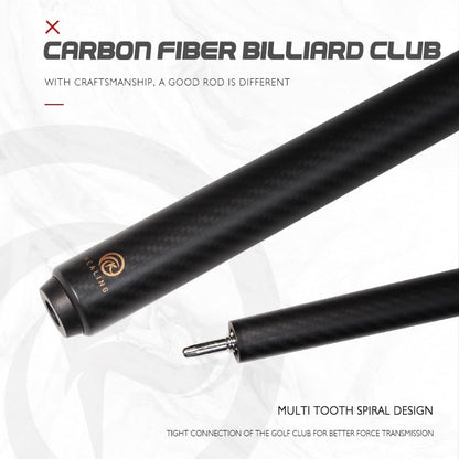 58" Carbon Fiber Pool Cue with 12.4mm Tip - Includes Premium Case & Glove for Amateur & Professional Players (Black-2)