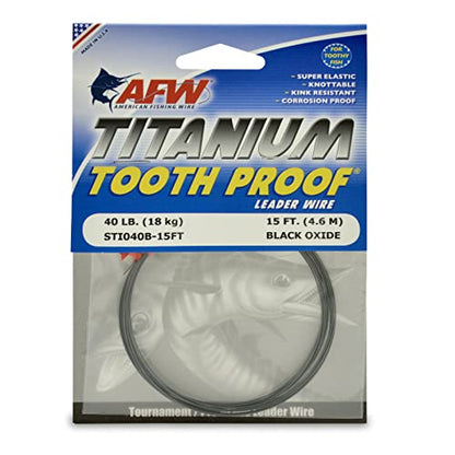 AFW Titanium Tooth Proof, Single Strand Leader Wire - size: 40 lb / .017"