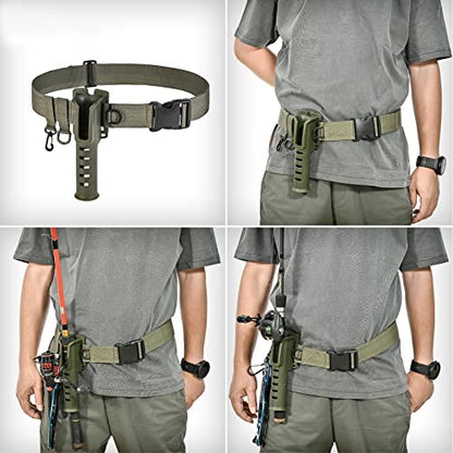 Fishing Wading Belt Rod Holder Adjustable Wader Waist Belt for Fly Surf Casting Spinning Pole Fishing Tool Tackle (Black) - color: Green