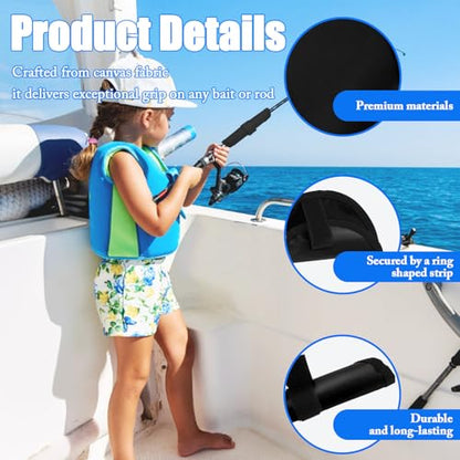 Huakaile 9 Packs 3 Colors Fishing Lure Covers Protector, 6.3'' Rod Lure Wrap Sleeves, Fishing Pole Hook Covers Shield Reel Gloves Hook & Loop Fastener for Bait (Black, Red, Blue) - color: Black, Red, Green