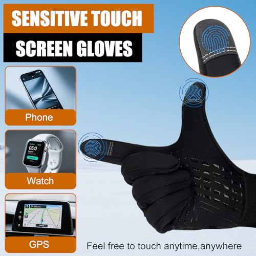 Waterproof Winter Gloves for Men Women Touchscreen Warm Thermal Fleece Snow Driving Cycling Running Hiking Gloves - size: Large