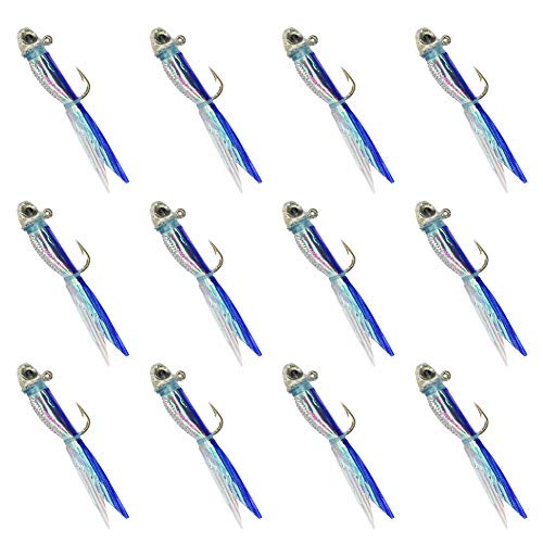 YZD Silverside Minnow Crappie Jig 12pcs - color: 02 Blue