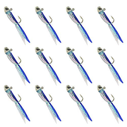 YZD Silverside Minnow Crappie Jig 12pcs - color: 02 Blue
