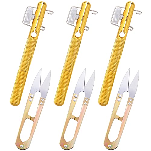 Sumind 6 Pcs Fishing Knot Tying Tool Set Tying Tools and U-Shaped Scissors Practical Manual Fishing Line Hook Tie Knotting Tyers Portable Tie Supplies