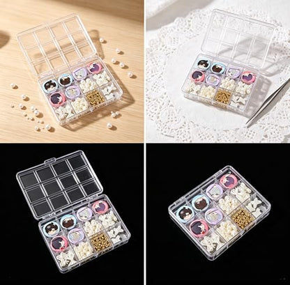 12 grid acrylic storage box, 4.4 x 3.5 x 0.6 inch，nail jewelry and earring display cabinet, nail art craft storage box with transparent cover, fishing bait, rock collection - color: white