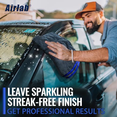 Airlab Microfiber Towels for Cars Wash Drying Extra Large Super Absorbent Cleaning Cloth Auto Detailing Ultra Soft, Lint-Free, Streak-Free, 35 x 24 Inch, Pack of 1, Grey-Blue, 600 GSM - color: Grey-blue