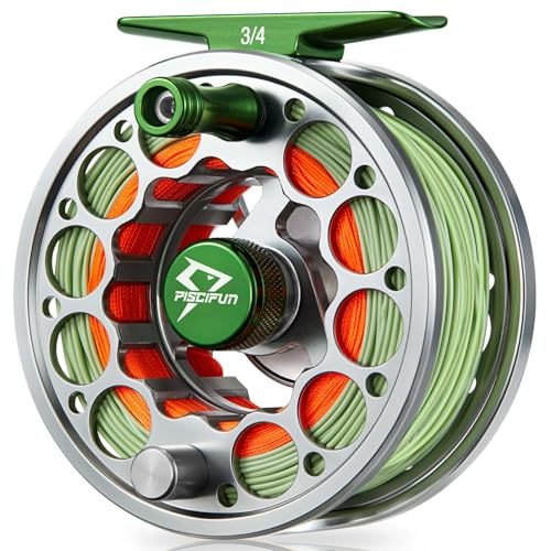 Piscifun Sword Fly Fishing Reel, CNC-Machined Aluminum Alloy Fly Reel - size: 3/4wt, style: Gunmetal-with Line