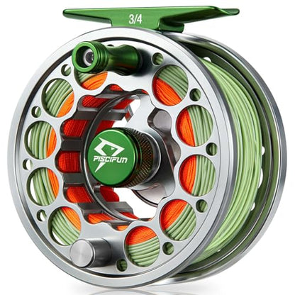 Piscifun Sword Fly Fishing Reel, CNC-Machined Aluminum Alloy Fly Reel - size: 3/4wt, style: Gunmetal-with Line