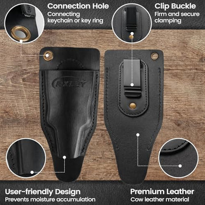 Fishing Pliers Holster with Retractable Lanyard, Universal Fit for Most Sea Fishing & Wild River Lure Tongs Leather Accessories - color: Black