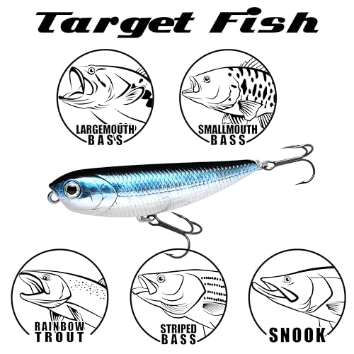 LUCKY CRAFT Sammy 65 Topwater Fishing Lures, 2.5" Floating Freshwater Trout, Smallmouth Bass Lures, Walk-the-Dog Tournament Bait, Bass Fishing Gear and Tackle Box Accessories - color: 238 Ghost Minnow