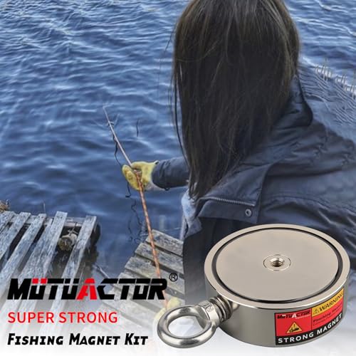 MUTUACTOR Fishing Magnet Kit,1800lbs Double Sided Fishing Magnets Heavy Duty,Φ3.7''Permanent Neodymium Magnet with 65Ft Salvage Rope Sturdy Gloves Bag for Retrieval and Recovery of Treasure - style: 1800lb Magnet(Double Sided)--Φ 3.7"
