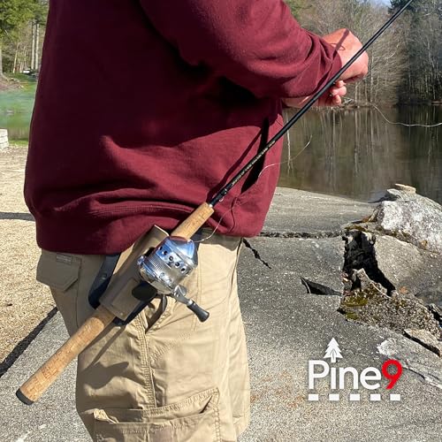 Ambie Fishing Rod Hip Holster - Patented Ambidextrous Quick-Draw Fishing Pole Holder, Made in USA - Spinning, Baitcaster & Centerpin Reels - Fits Any 1.5" Belt - color: Ghost Grey