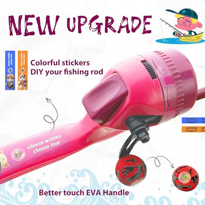 Kids Fishing Pole, Telescopic Fishing Rod, Toddler Collapsible Fishing Rod and Reel Combo with Tackle Box, Fishing Line, Bobber, and Soft Lures for Boy, Girl, Youth, Beginner, Over 4 Years Old - color: pink+blue+orange