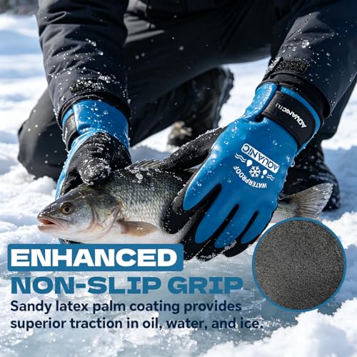 100% Winter Waterproof Gloves for Men and Women, Scratch & Slip Resistant Design for Lobstering, Crabbing, Fishing, Spearfishing, Freediving, Boating and Sailing - size: Large