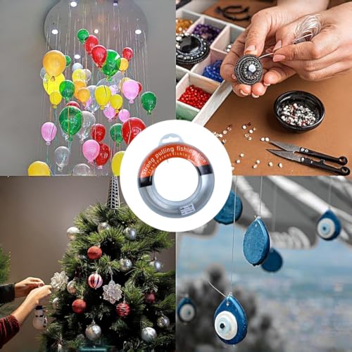 Clear Fishing Line, Monofilament Fishing Line for Hanging Strong Wire Invisible Nylon Line for Hanging Balloons, Wreath, Pictures, Crafts, Decorations, Suitable for Beads Sewing