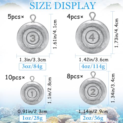 Fishing Weights Sinkers, Disc Sinkers Weights Coin Sinkers Freshwater Saltwater River Bank Surf Fishing Catfishing 1oz 2oz 3oz 4oz - style: 4oz-4pcs