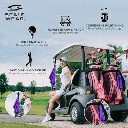 Rippit Magnetic Waffle Golf Towel – Large 16"x24" Microfiber Golf Club Ball Magnet Clip to Hang on Bag Cart Strong Premium Strength Ultra Absorbent Gear Men Gift (Rippit Purple) - color: Rippit Purple