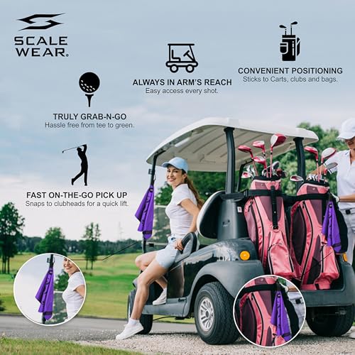 Magnetic Microfiber Waffle Frog Golf Towel – Large 16"x24" Clean Golf Club Ball Magnet Clip Hang Bag Cart Strong Premium Strength Ultra Absorbent Gear Purple Men (Rippit Purple) - color: Rippit Purple